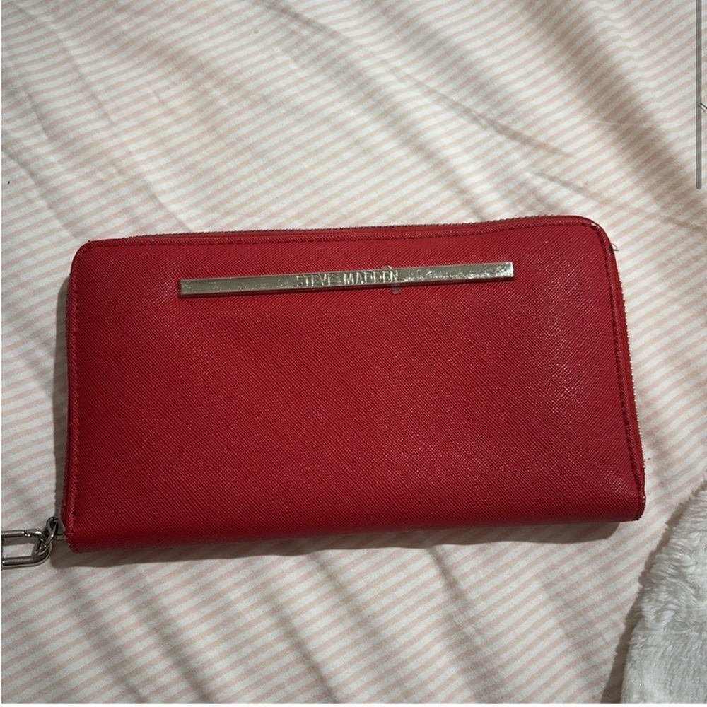 Red Leather Wristlet Wallet - Picture 2 of 9